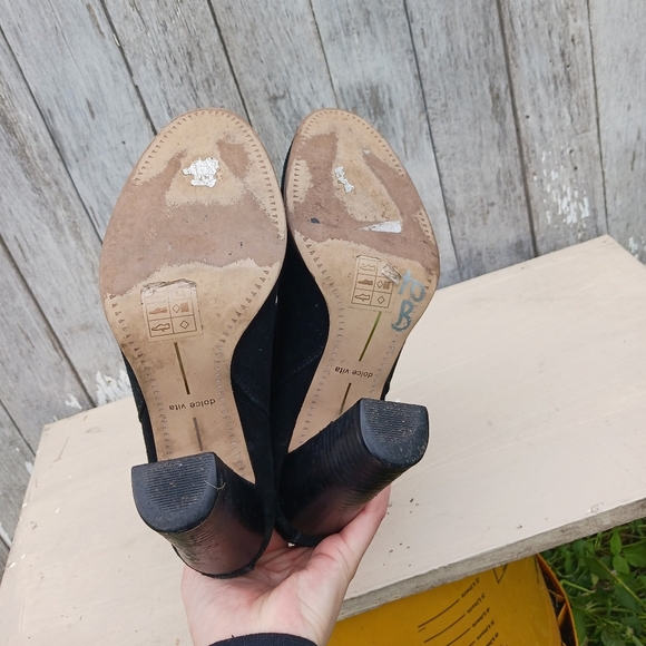 DolceVita Marenn Ankle Boots Buckle Detail Side Zip Suede Black Womens Sz 8.5 - Picture 6 of 8